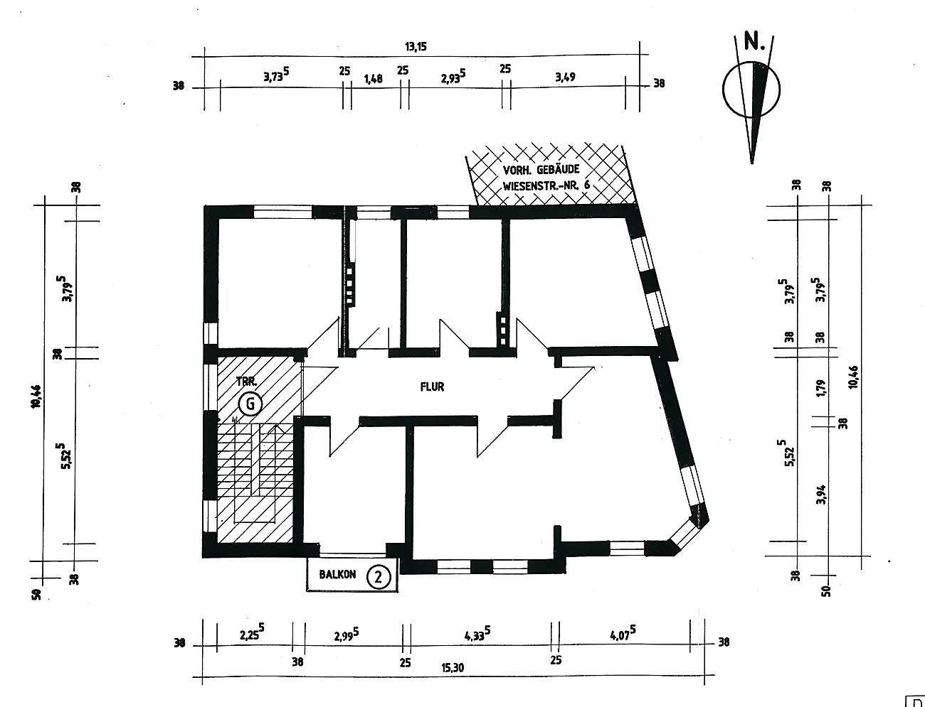 Grundriss der Beletage im 1. Obergeschoss der Villa Valentino mit Balkon